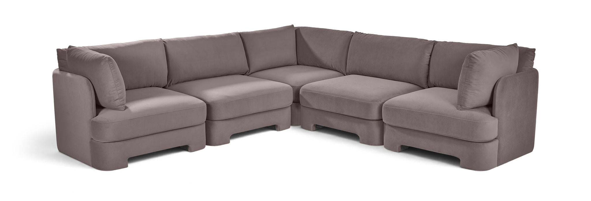 Hammond - Velvet Performance Fabric Upholstered 5 Piece Corner Sectional