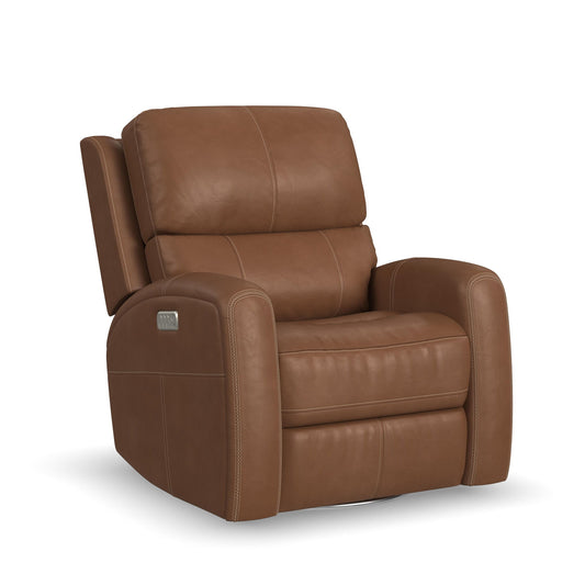 Linden - Power Swivel Gliding Recliner With Power Headrest, Lumbar, Heat & Massage
