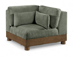 Turin - Chenille Fabric Upholstered Modular Corner Chair - Walnut Base