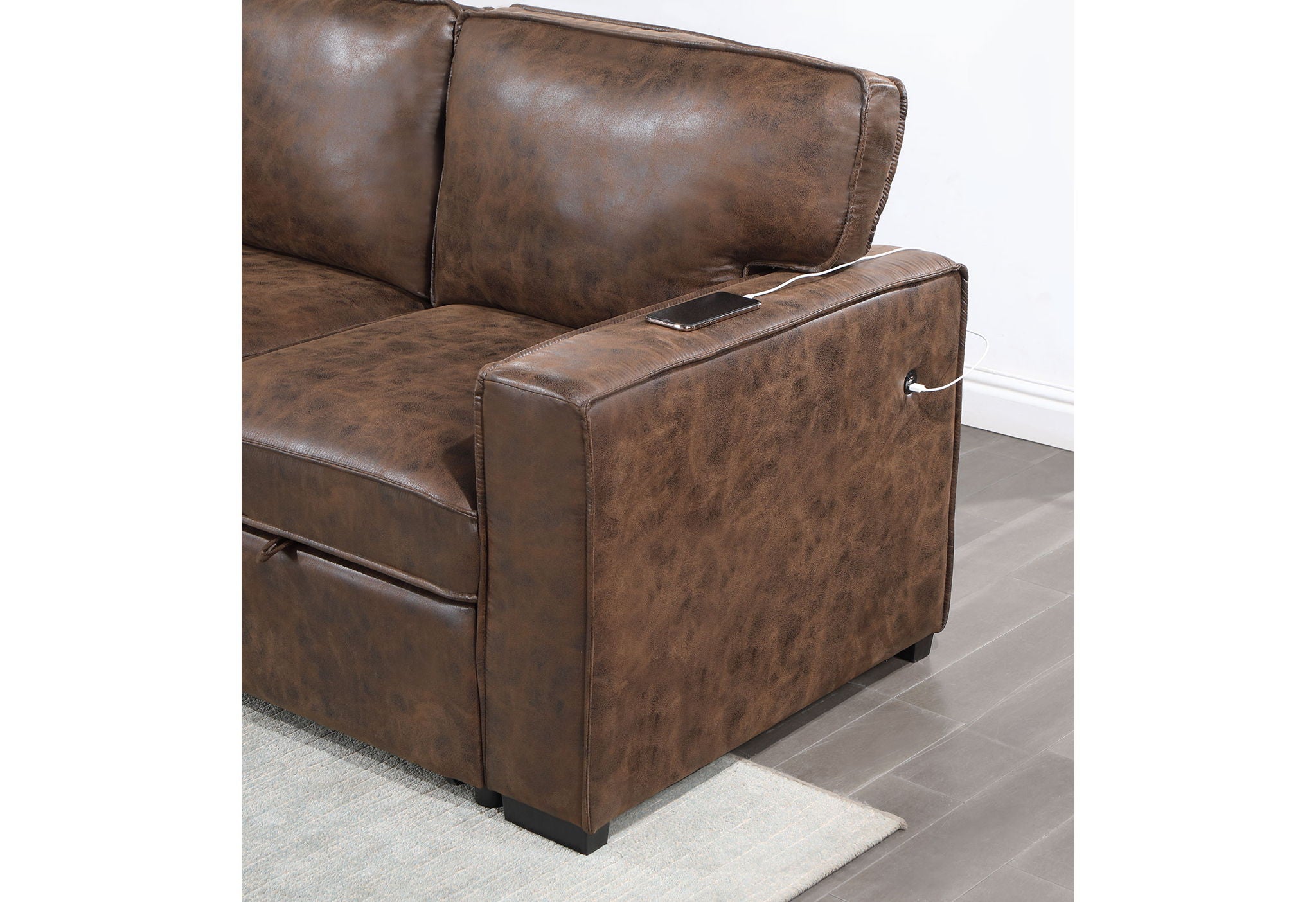 U0203 - Reversible Pullout Sofa Bed - Coffee