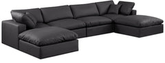 Comfy - 6 Piece Faux Leather Modular Double Chaise Sectional