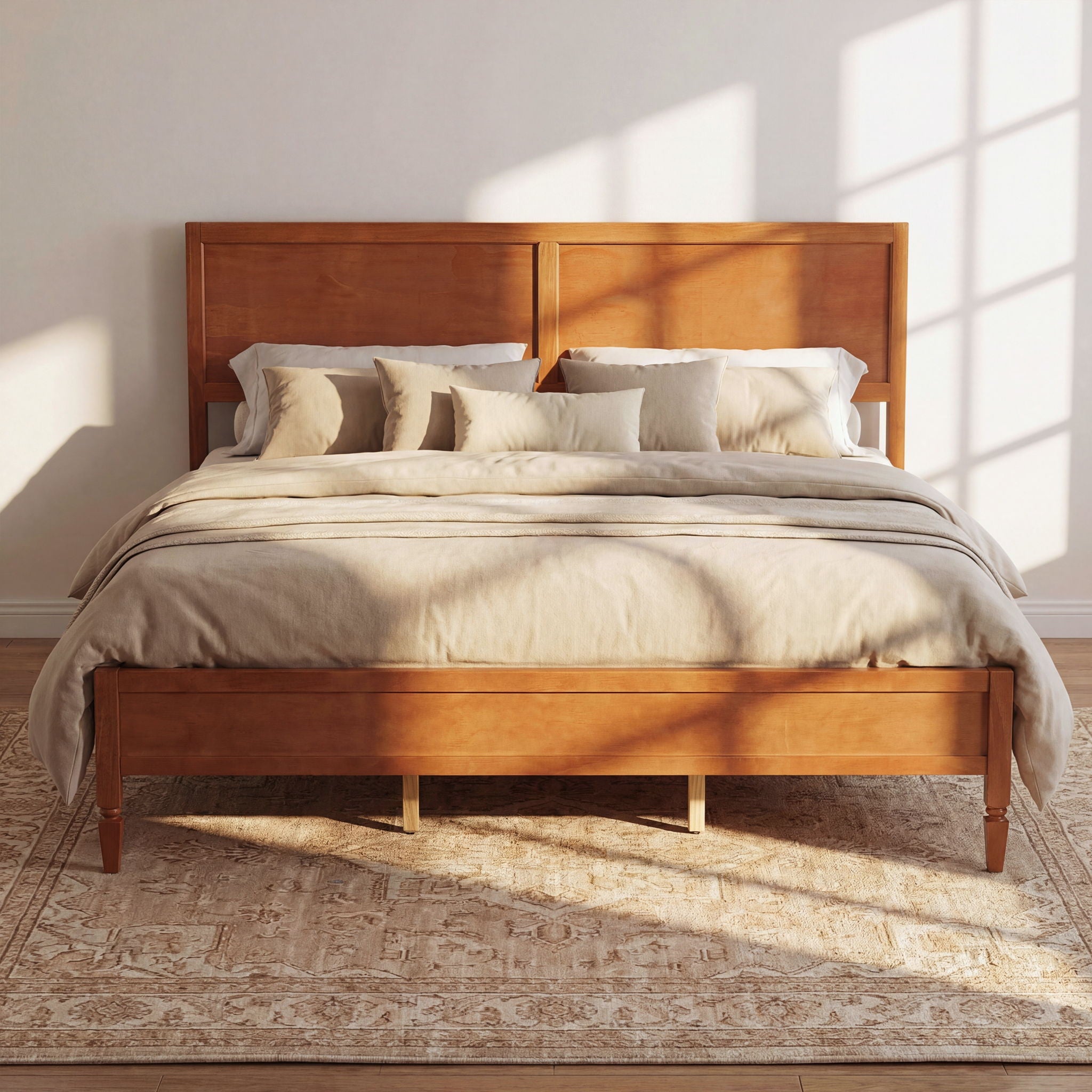 Classic Platform Bed Frame With Panel Headboard