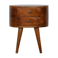 Rounded Bedside Table - Chestnut