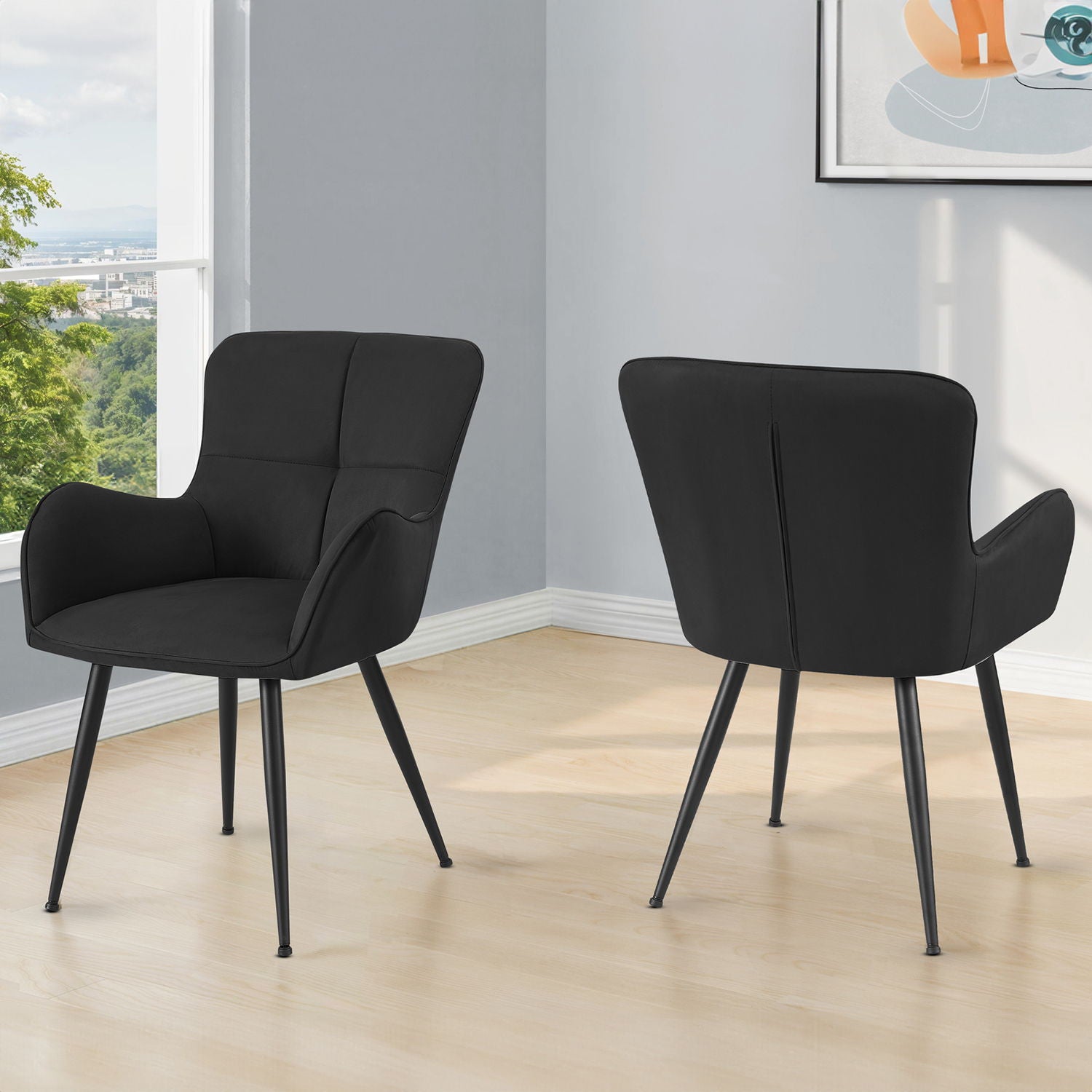 Dining Chair For Kitchen (Set of 2) - Black