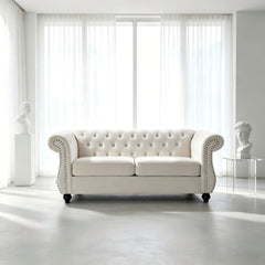 Chesterfield Button Tufted Loveseat With Rolled Arms
