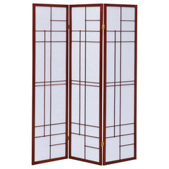 Katerina - 3-Panel Room Divider Folding Shoji Screen - Cherry