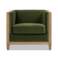 Georgia - Cane Tuxedo Armchair - Olive Green
