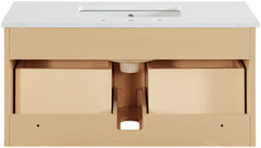 Leonardo - Engineered Stone And Solid Wood 24" Wall Mounted Bathroom Vanity