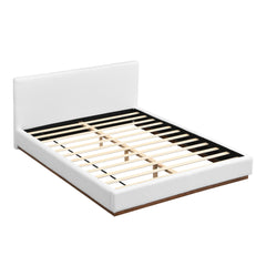 Queen Size Upholstered Bed With Solid Base Frame - White