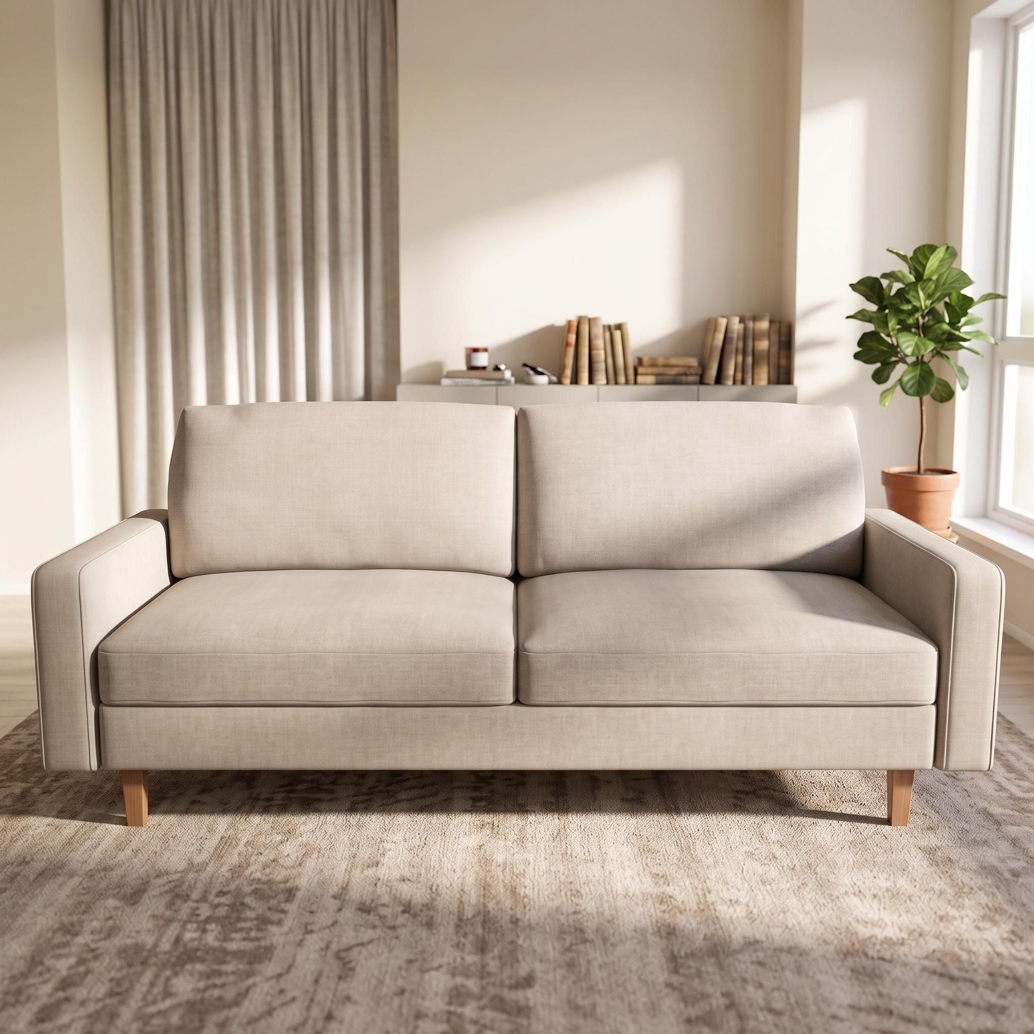 Couch, 3 Seat Sofa With Removable Cushion - Beige