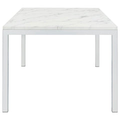 Athena - Rectangular Faux Marble Dining Table - Chrome