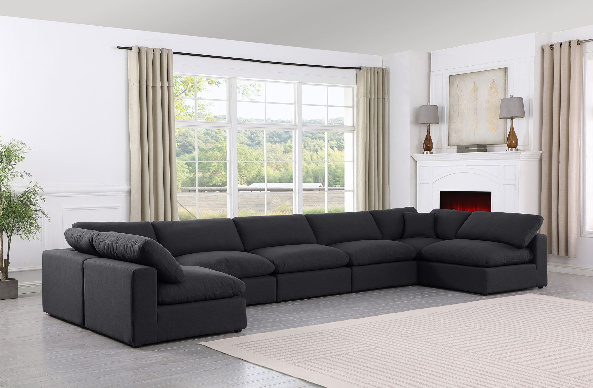 Comfy - 7 Piece Linen Modular Armless Sectional