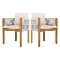 Outdoor Dining Chairs With Mix Rope Handles (Set of 2)