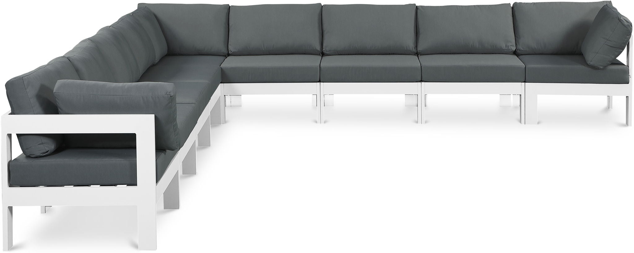 Nizuc - Outdoor Patio 9 Piece Modular Sectional With White Frame