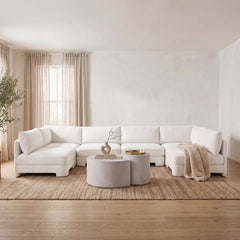 Hammond - Velvet Performance Fabric Upholstered 6 Piece U-Shaped Armless Sectional