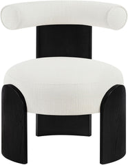 Calder - Linen Textured Fabric Upholstered Accent Chair - Painted Black Base