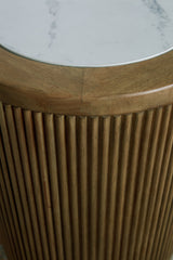 Camdill - Light Brown / White - Round End Table