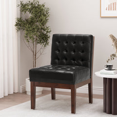 Contemporary Accent Chair With Tufted Waffle Stitch - Black