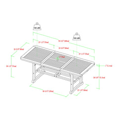 Modern Slat Top Solid Acacia Wood Butterfly Outoor Dining Table