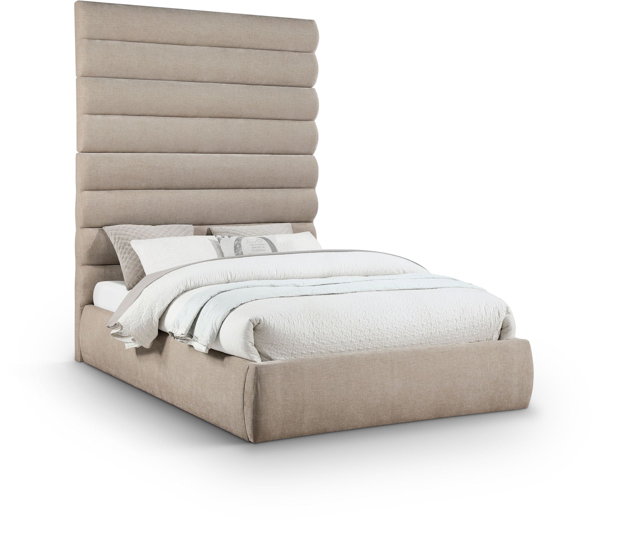 Adam - Chenille Fabric Bed With 89" Headboard