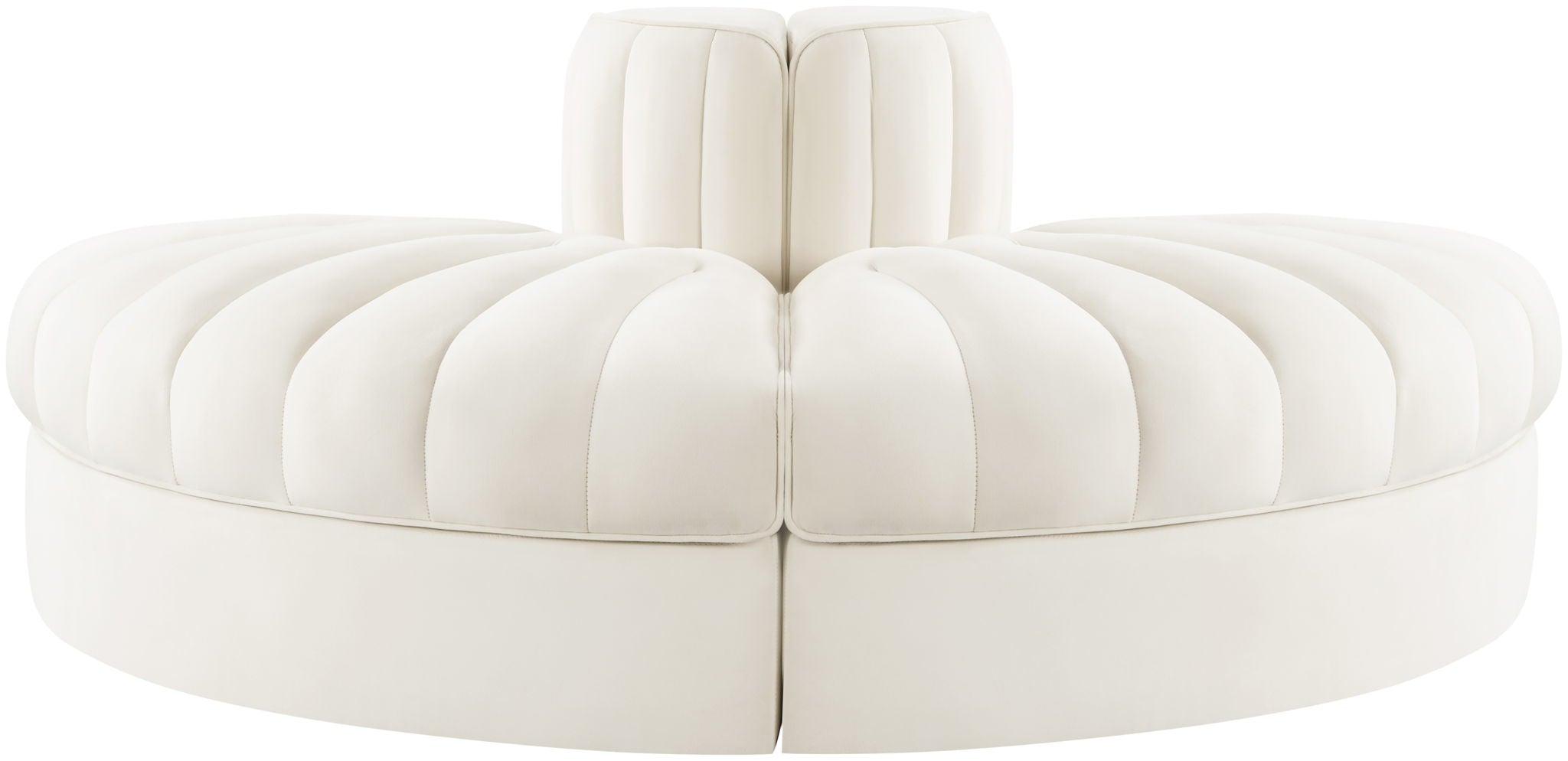 Rummi - Velvet Performance Fabric Upholstered 2 Piece  Rounded Modular Loveseat