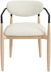 Riccio - Performance Fabric Upholstered Dining Arm Chair (Set of 2) With Light Brown Legs - Cream