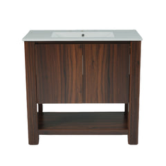 Modern Bathroom Vanity With Rectangle Ceramic Sink, Soft Closing Doors