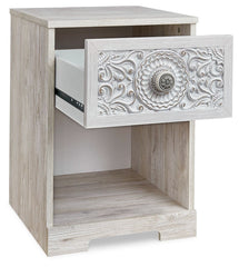 Paxberry - One Drawer Night Stand - Open Cubby - Whitewash