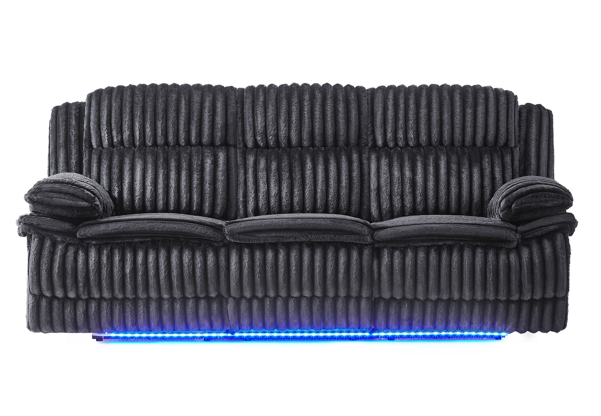 U8686 - Power Reclining Sofa With LED & Power Console Reclining Loveseat With LED - Black