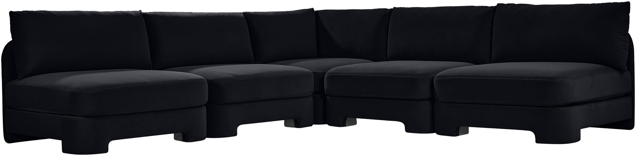 Hammond - Velvet Performance Fabric Upholstered 5 Piece Armless Sectional