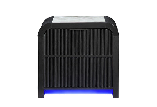 Beckett - Nightstand With LED, Cooler And Speaker - Black / White