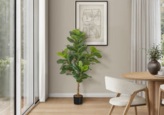 47" Tall, Artificial Plant, Fiddle Tree, Indoor, Faux, Fake, Floor, Greenery, Potted, Real Touch, Decorative - Green / Black