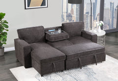 U0203 - Reversible Pull Out Fabric Sofa Bed - Dark Gray