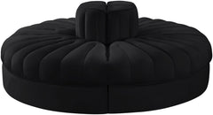 Rummi - Round Velvet Performance Fabric Upholstered 4 Piece Modular Sofa