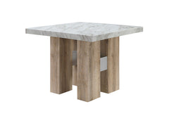 D04 - 5 Piece Dining Room Set (Bar Table And 4 Bar Stools) - Natural / Silver