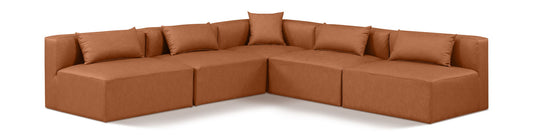 Cube - 5 Piece Modular Corner Armless Sectional - Cognac